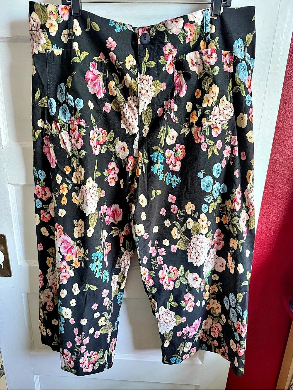 Maeve The Collette Floral Wide-Leg Pants Black Size 20 Like New